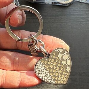 Coach Silver Heart Keychain
